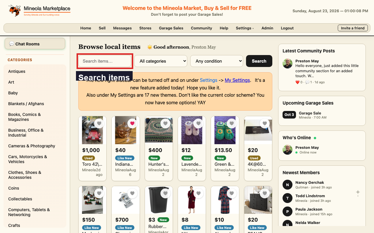 Browsing the marketplace